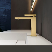 Смеситель для раковины Dice VBF-2DS1BG однорычажный, брашированное золото - Gidratop.ru изображение