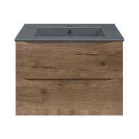 База под керамическую раковину Mia 600 подвесная, 2 выкатных ящика soft close, V.Oak - Gidratop.ru изображение
