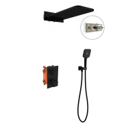 Душевой комплект VSFW-103TMB термостатический встраиваемый, двухрежимный, черный - Gidratop.ru изображение