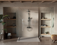 Душевая стойка VSFS-413MB с изливом, черный матовый - Gidratop.ru изображение