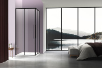 Душевой уголок Slim-N VSS-4SN9010CLB, 1000*900, черный, стекло прозрачное - Gidratop.ru изображение