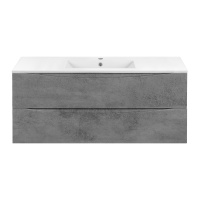 База под керамическую раковину Mia 1200 подвесная, 2 выкатных ящика soft close, Beton - Gidratop.ru изображение
