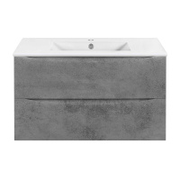 База под керамическую раковину Mia Slim 900 подвесная, 2 выкатных ящика soft close, Beton - Gidratop.ru изображение