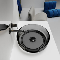 Раковина прозрачная Vincea VBS-6T16B, 450*450*130, накладная, цвет черный - Gidratop.ru изображение