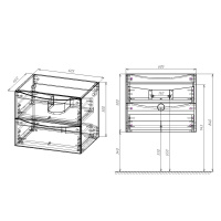 База под керамическую раковину Mia 600 подвесная, 2 выкатных ящика soft close, V.Oak - Gidratop.ru изображение