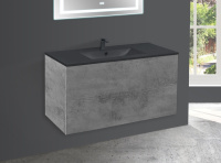 База под керамическую раковину Mia 1000 подвесная, 2 выкатных ящика soft close, Beton - Gidratop.ru изображение