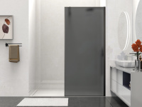 Душевая перегородка Walk-In VSW-1HS100GFB, 1000*2000, черный матовый, стекло матовое тонированное - Gidratop.ru изображение