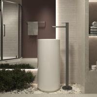 Смеситель для раковины напольный Rim VFBF-2R1GM, однорычажный, вороненая сталь - Gidratop.ru изображение