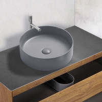 Раковина керамическая Vincea VBS-216MG, 394*394*115, накладная, цвет матовый серый - Gidratop.ru изображение