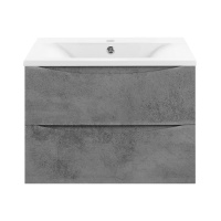 База под раковину Mia 600 подвесная, 2 выкатных ящика soft close, Beton - Gidratop.ru изображение