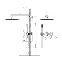 Душевой комплект Groove VSFW-4G01MB встраиваемый, 2 режима, 30см верх душ, черный - Gidratop.ru изображение