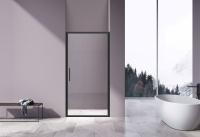 Душевая дверь Slim 8mm VDP-4SL100CLB, черный, стекло прозрачное - Gidratop.ru изображение