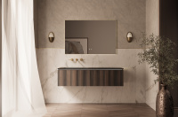 База под раковину Luxe 1400 подвесная, 2 выкатных ящика soft close, натуральный орех - Gidratop.ru изображение