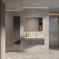 База под раковину Elise 1000 подвесная, правая, 2 выкатных ящика soft close, серый матовый - Gidratop.ru изображение