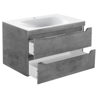 База под раковину Fine 800 подвесная, 2 выкатных ящика soft close, Beton - Gidratop.ru изображение