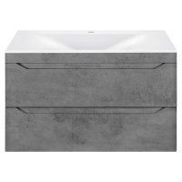 База под раковину Fine 800 подвесная, 2 выкатных ящика soft close, Beton - Gidratop.ru изображение