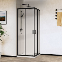 Душевой уголок City VSS-5CT9010CLB, 1000*900, черный, стекло прозрачное - Gidratop.ru изображение