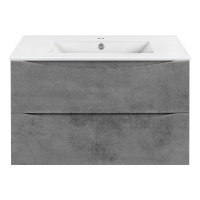 База под керамическую раковину Mia 800 подвесная, 2 выкатных ящика soft close, Beton - Gidratop.ru изображение