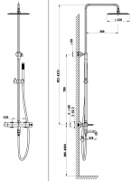 Душевая стойка Villa VSFS-1VL1BN с изливом, 25см верх. душ из нерж. стали, брашированный никель - Gidratop.ru изображение