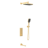 Душевой комплект VSFW-433T1BG встраиваемый, термостатический, 3 режима, брашированное золото - Gidratop.ru изображение