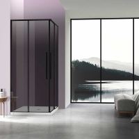 Душевой уголок Slim-N VSS-4SN8010CGB, 1000*800, черный, стекло тонированное - Gidratop.ru изображение