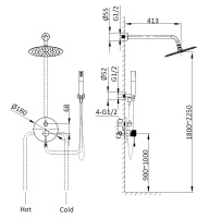 Душевой комплект Desire VSFW-1D1GM, встраиваемый, 2 режима, вороненая сталь - Gidratop.ru изображение