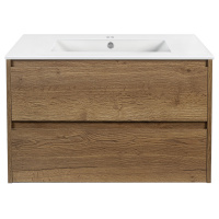 База под раковину Gio 800 подвесная, 2 выкатных ящика soft-close, T.Oak - Gidratop.ru изображение