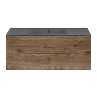 База под керамическую раковину Mia 1200 подвесная, 2 выкатных ящика soft close, V.Oak - Gidratop.ru изображение