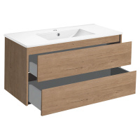 База под раковину Gio 100 подвесная, 2 выкатных ящика soft-close, N.Oak - Gidratop.ru изображение