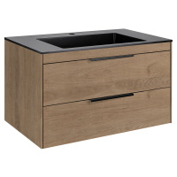 База под раковину Chiara 2D 800 подвесная, 2 выкатных ящика soft-close, N.Oak - Gidratop.ru изображение