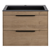 База под раковину Chiara 2D 600 подвесная, 2 выкатных ящика soft-close, N.Oak - Gidratop.ru изображение