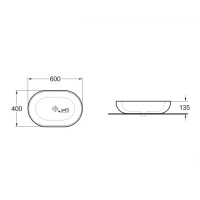 Раковина керамическая Vincea VBS-113, 600*400*135, накладная, цвет белый - Gidratop.ru изображение