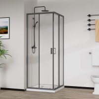 Душевой уголок City VSS-5CT9010CLGM, 1000*900, вороненая сталь , стекло прозрачное - Gidratop.ru изображение