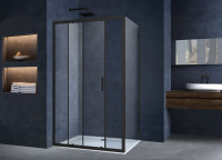 Душевой уголок Alpha VSR-3AL9012CLB, 1200*900, черный, стекло прозрачное - Gidratop.ru изображение