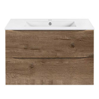 База под керамическую раковину Mia Slim 800 подвесная, 2 выкатных ящика soft close, V.Oak - Gidratop.ru изображение