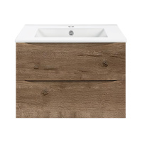 База под керамическую раковину Mia 600 подвесная, 2 выкатных ящика soft close, V.Oak - Gidratop.ru изображение