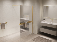 Душевая перегородка Walk-In VSW-1HR100MRG, 1000*2000, матовый золотой, стекло зеркальное - Gidratop.ru изображение