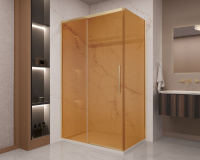 Душевой уголок Stella VSR-1ST9012GSG, 1200*900, брашированное золото, стекло янтарь - Gidratop.ru изображение