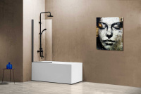 Душевая шторка на ванну VSB-11800CLGM, 800*1400, вороненая сталь, стекло прозрачное - Gidratop.ru изображение