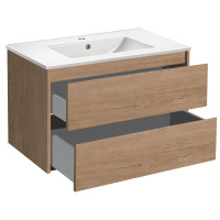 База под раковину Gio 800 подвесная, 2 выкатных ящика soft-close, N.Oak - Gidratop.ru изображение