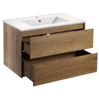 База под раковину Gio 800 подвесная, 2 выкатных ящика soft-close, T.Oak - Gidratop.ru изображение