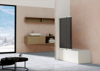 Душевая шторка на ванну VSB-1E100CGB, 1000*1450, матовый черный, стекло тонированное - Gidratop.ru изображение