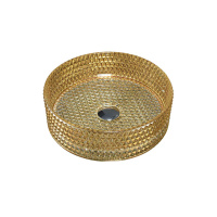 Раковина стеклянная Vincea VBS-5GL05, 400*400*125, накладная, цвет золото - Gidratop.ru изображение