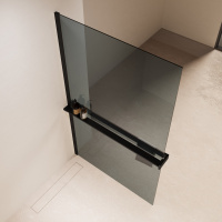 Душевая перегородка Walk-In VSW-1HR100MRB, 1000*2000, черный, стекло зеркальное - Gidratop.ru изображение