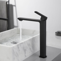 Смеситель для накладной раковины Next VBF-1N2MB однорычажный, черный - Gidratop.ru изображение