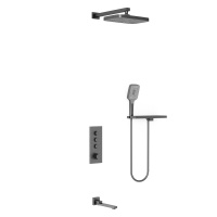 Душевой комплект VSFW-431T1RGM встраиваемый, термостатический, 3 режима, вороненая сталь - Gidratop.ru изображение