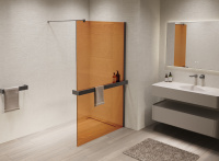 Душевая перегородка Walk-In VSW-1HR900GSGM, 900*2000, вороненая сталь, стекло янтарь - Gidratop.ru изображение