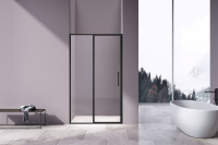 Душевая дверь Slim 8mm VDP-4SL120CLB, черный, стекло прозрачное - Gidratop.ru изображение