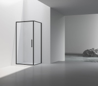 Душевой уголок Slim 8mm VSR-4SLP9010CLB, 1000*900, черный, стекло прозрачное - Gidratop.ru изображение