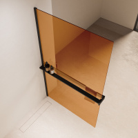 Душевая перегородка Walk-In VSW-1HR900GSB, 900*2000, черный, стекло янтарь - Gidratop.ru изображение